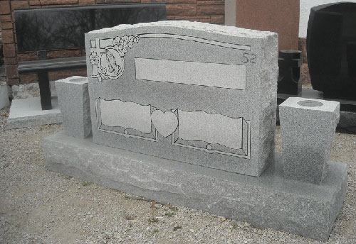 Custom Double Upright Granite Headstone